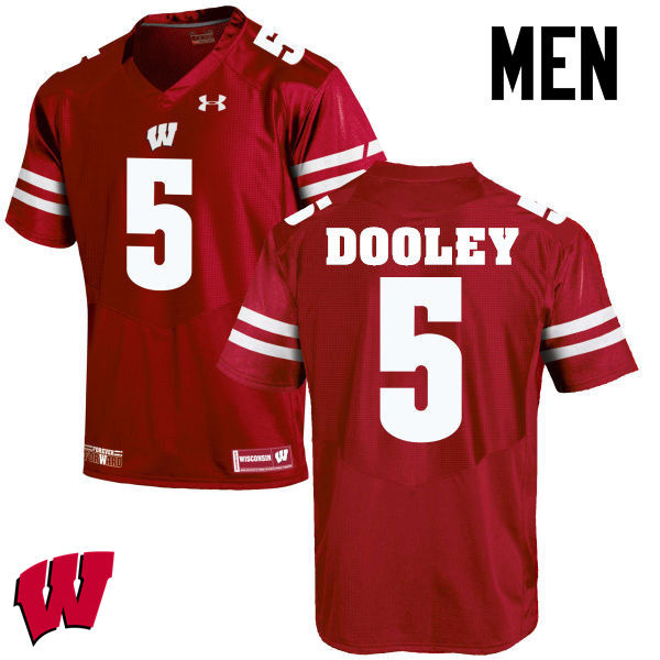 Wisconsin Badgers Men's #5 Garret Dooley NCAA Under Armour Authentic Red College Stitched Football Jersey VQ40B10UL